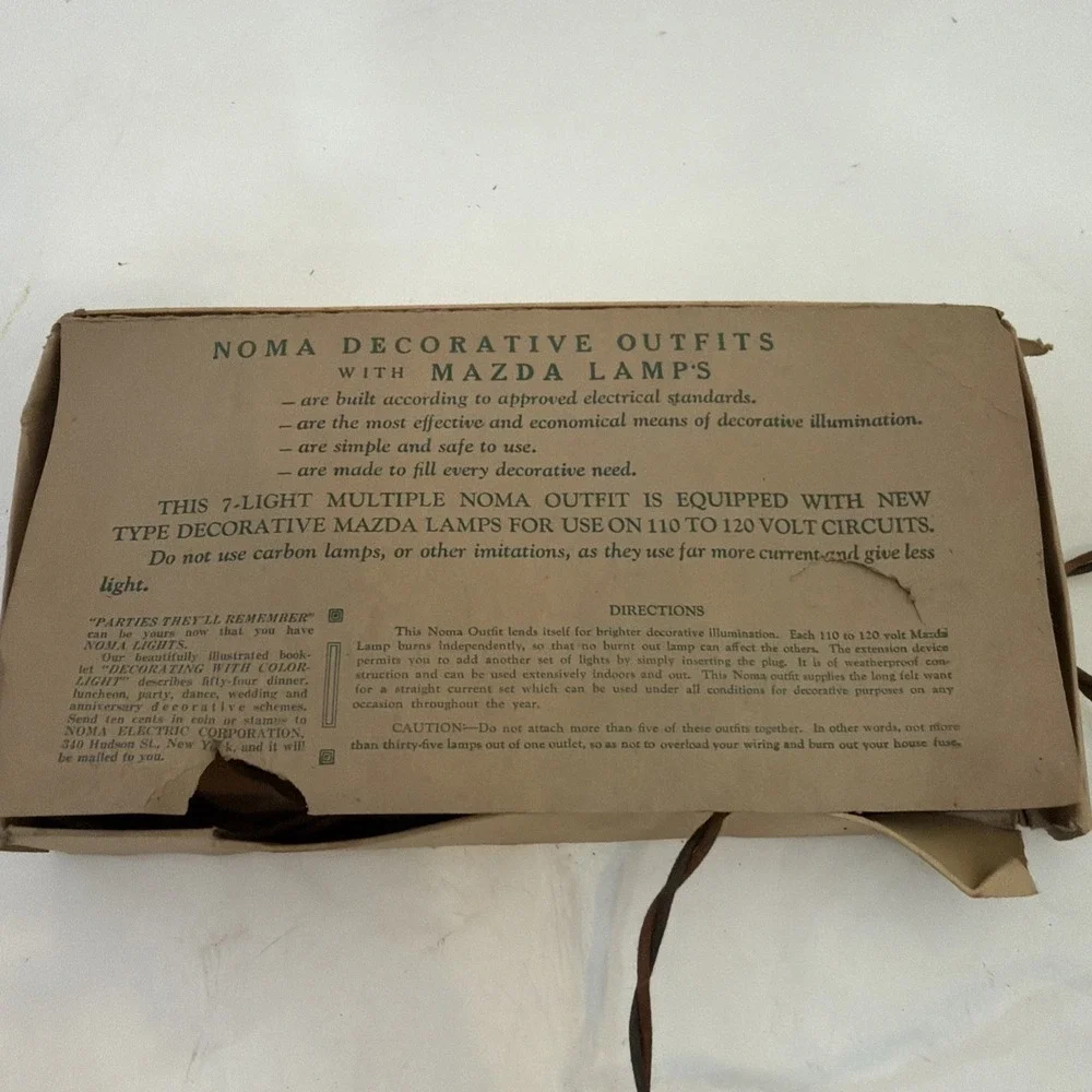 VINTAGE 20's-30's NOMA DECORATIVE LIGHTING OUTFIT MAZDA LAMPS ORIGINAL BOX